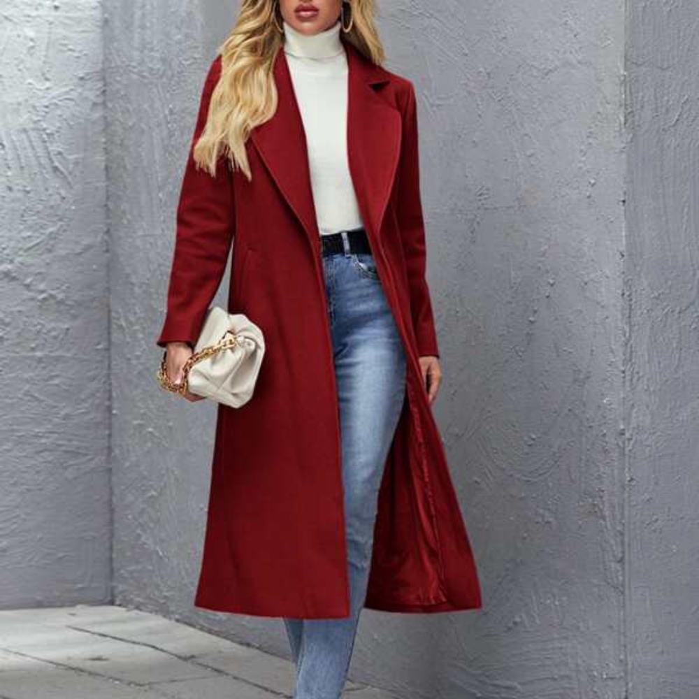 Cozy Camel Tan wide collar coat jacket trench PeaCoat - Picture 3 of 12